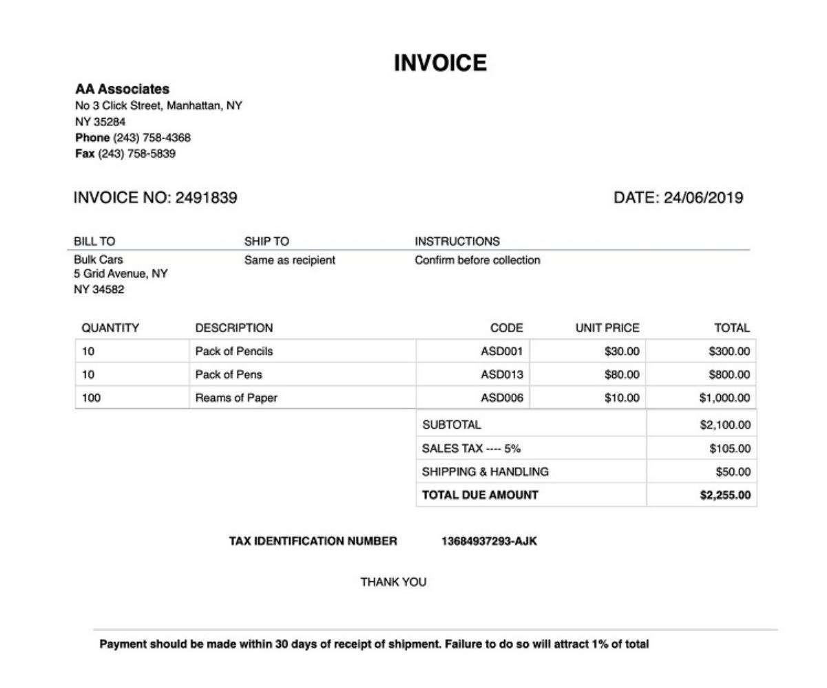 Invoice Payment Terms