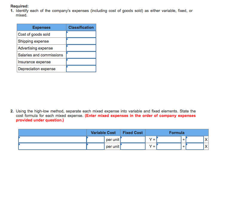 Use the High-Low Method to Separate Mixed Costs into Variable and Fixed Components