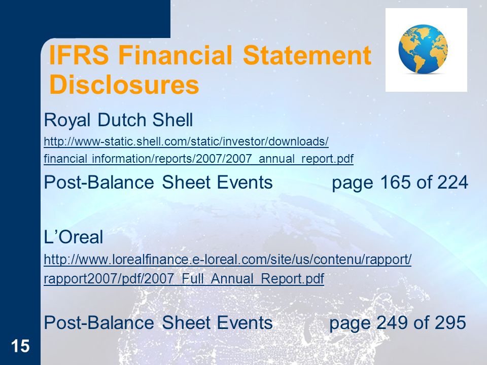 post balance sheet events